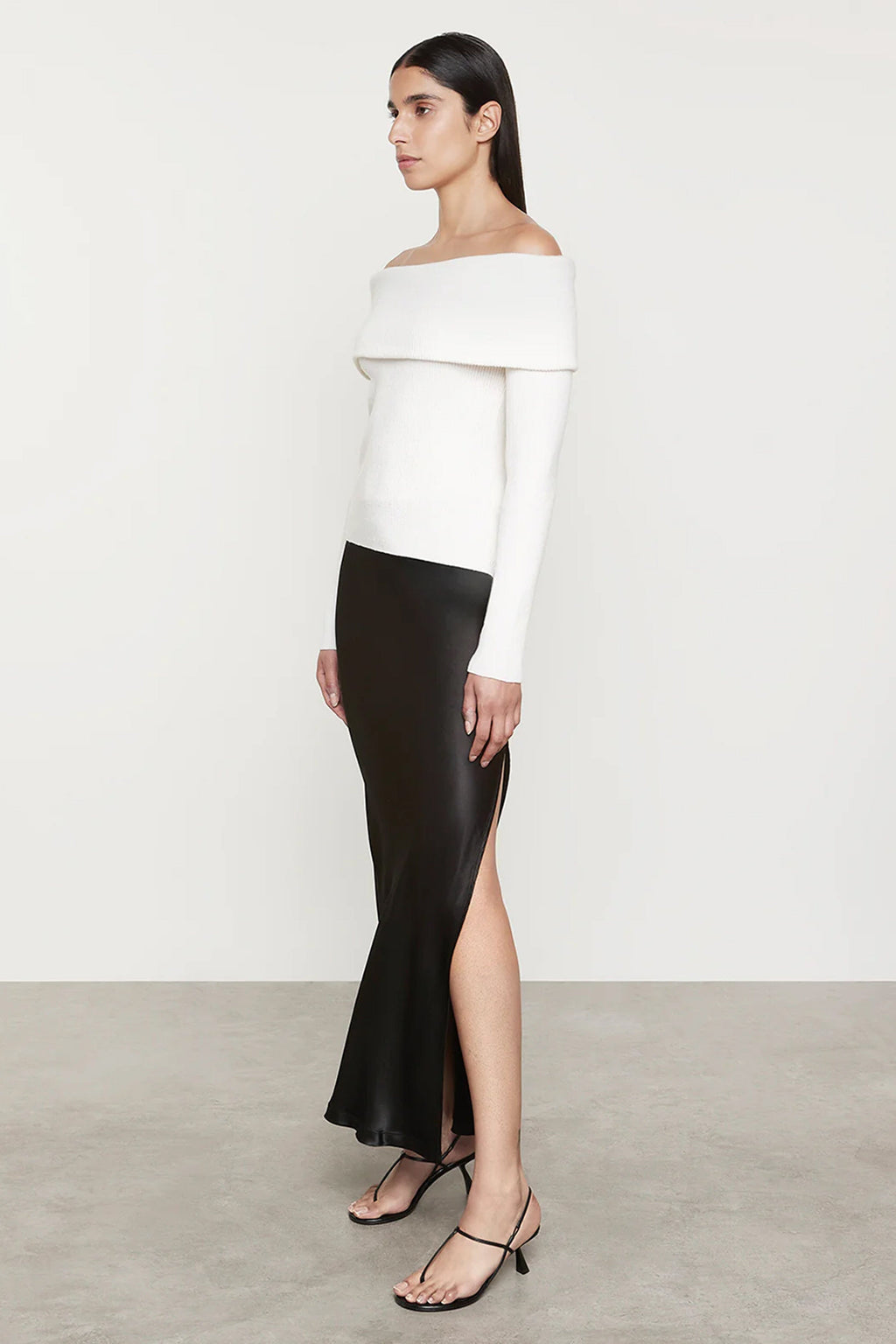 ENZA COSTA | Satin Bias Cut Skirt - Black