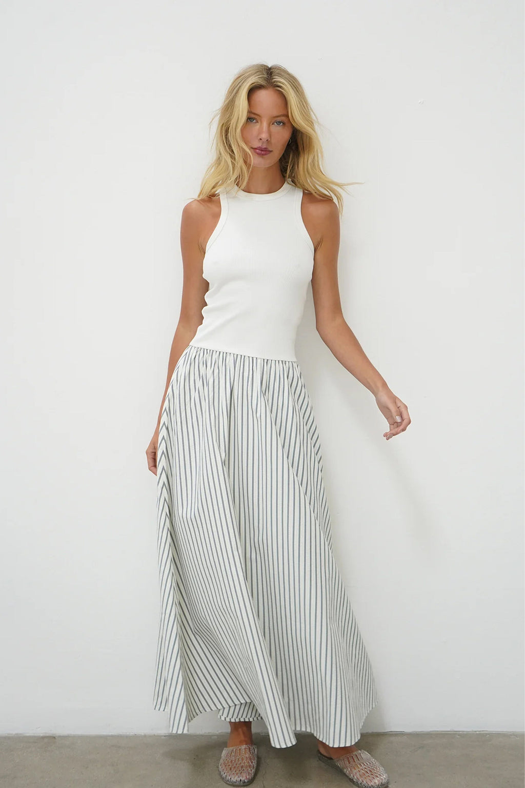 LNA | Hart Dress - Grey Stripe