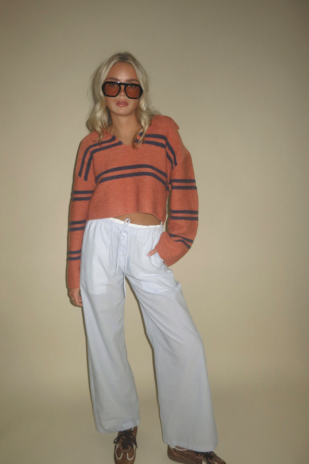 ONLINE ONLY | The Boxer Pant - Baby Blue Stripe